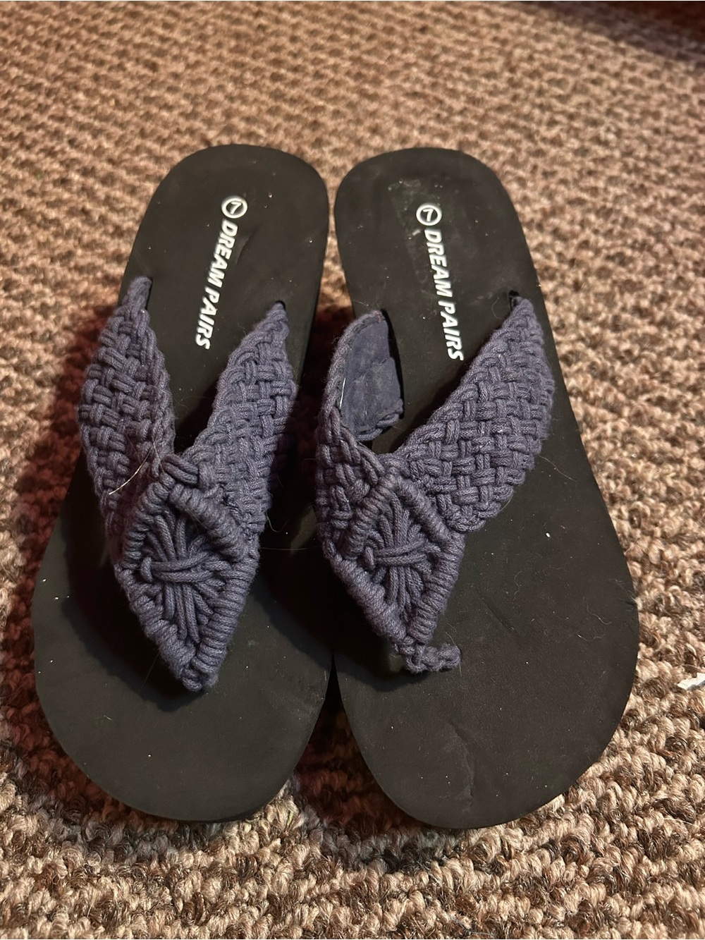 Dream Pairs Navy Braided Thong Sandals